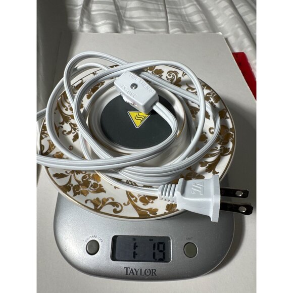 Scentsy Electric Mug Warmer Floral Design Ceramic White & Gold Heating No Cup - Picture 6 of 8